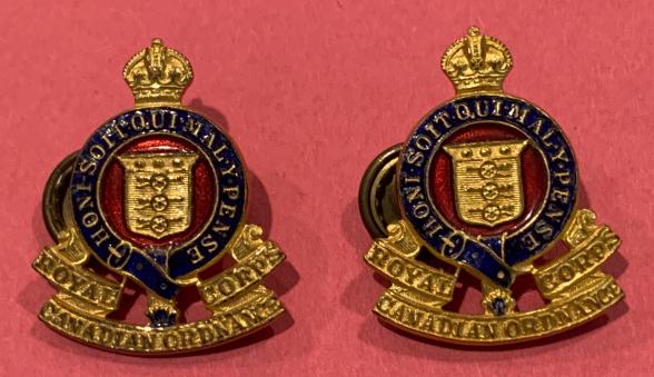 RCOC Gilt and Enamel Officer Collar Badge Pair