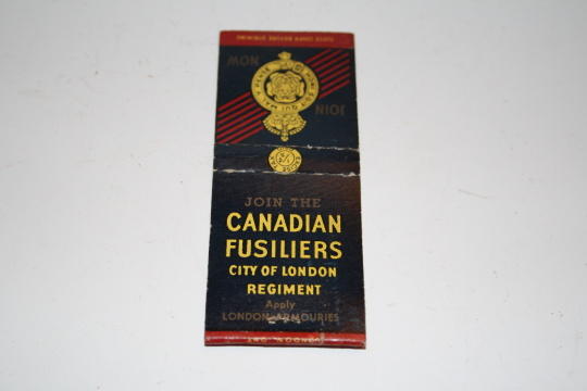 WW2 Canadian Fusiliers City of London Regt Match Cover
