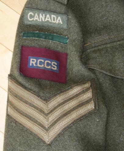 WW2 Canadian BD tunic - 5 Div RCCS Sgt with Brigade Bar - Canvas patches
