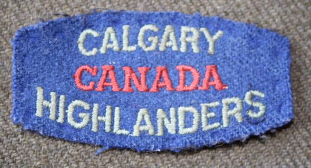 WW2 Calgary Highlanders Shoulder Title