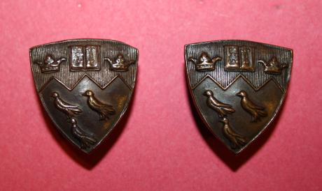 WW1 McGill University Contingent COTC Officer Collar Badge Pair