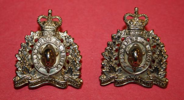 1950's RCMP Collar Badgs Pair- Silver Finish