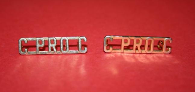 WW2 Canadian Provost Corps Officer Shoulder Titles - Gilt Finish