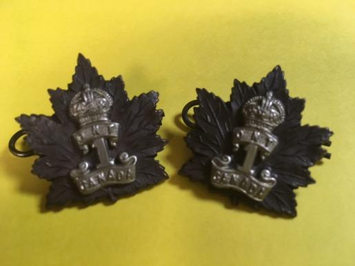 1st Battalion (Ontario) Officer Collar Badge Pair