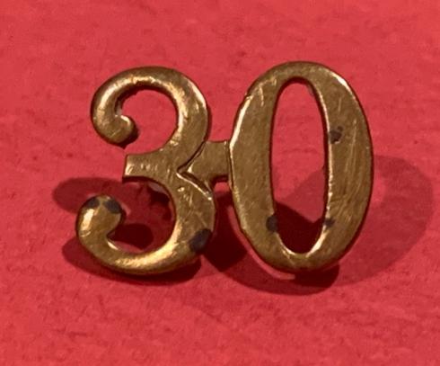 30th Battalion (British Columbia) Numeral - Tiptaft Marked